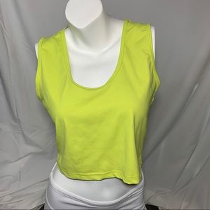 Zyia L lime green sleeveless tank crop top